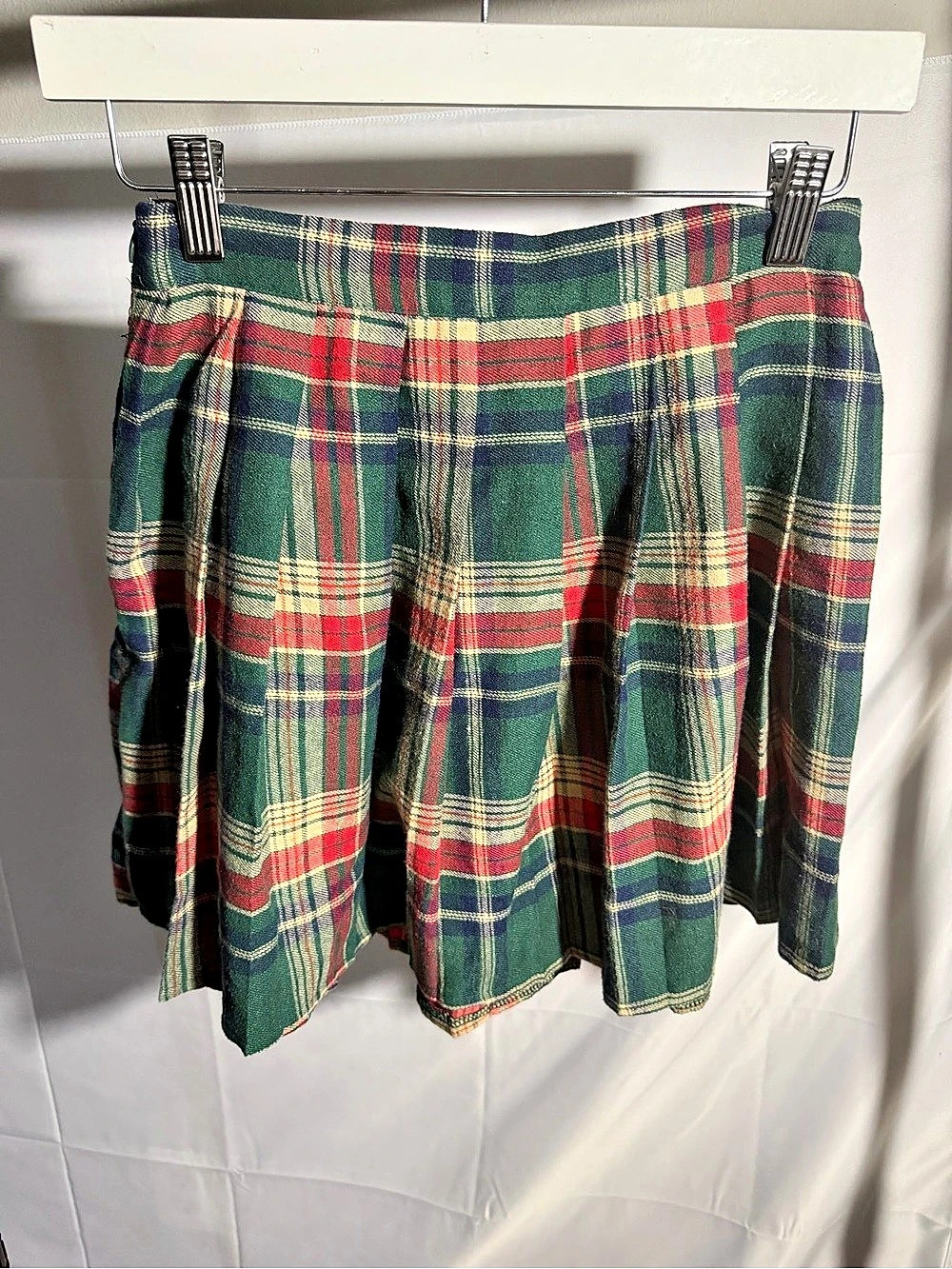 SHEIN Plaid A-Line Skirt in Green & Red